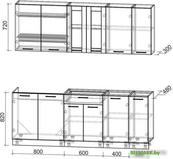 Готовая кухня Интерлиния Мила 21 без столешницы (серебристый/бетон) - фото2