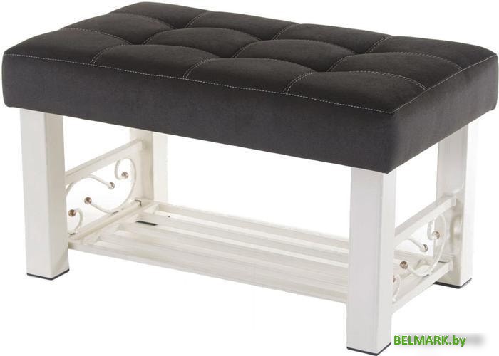 Банкетка AMC Lux 5 с полкой ткань бежевый/коричневый/бежевый 5.2Б80323 - фото