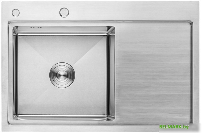 Кухонная мойка AKS Прямоугольная 78x51 левая (сатин никель) - фото2