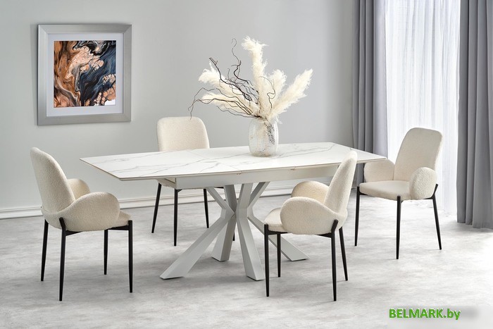 Кухонный стол Halmar Vivaldi 160 (белый мрамор/белый) - фото
