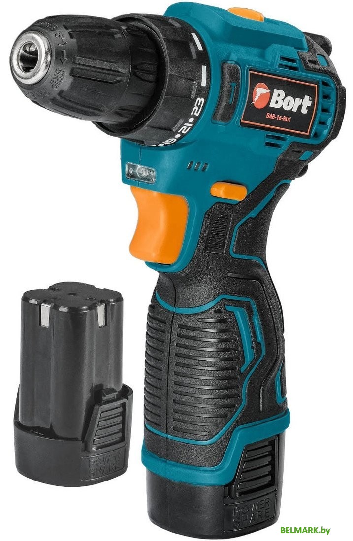 Дрель-шуруповерт Bort BAB-16-BLK 93414868 (с 2-мя АКБ, кейс) - фото