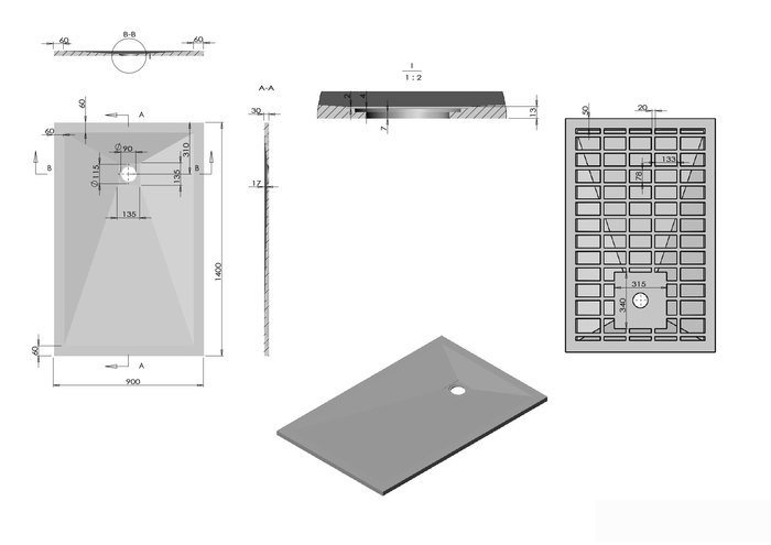 Душевой поддон Vincea VST-4SR9014A 140x90 - фото2