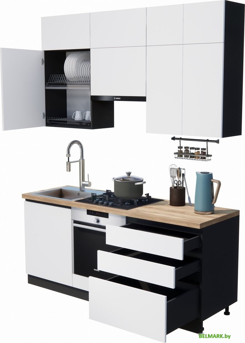 Готовая кухня ВерсоМебель Эко Премиум 1.9 (белый фасадный/ст. дуб вотан) - фото2