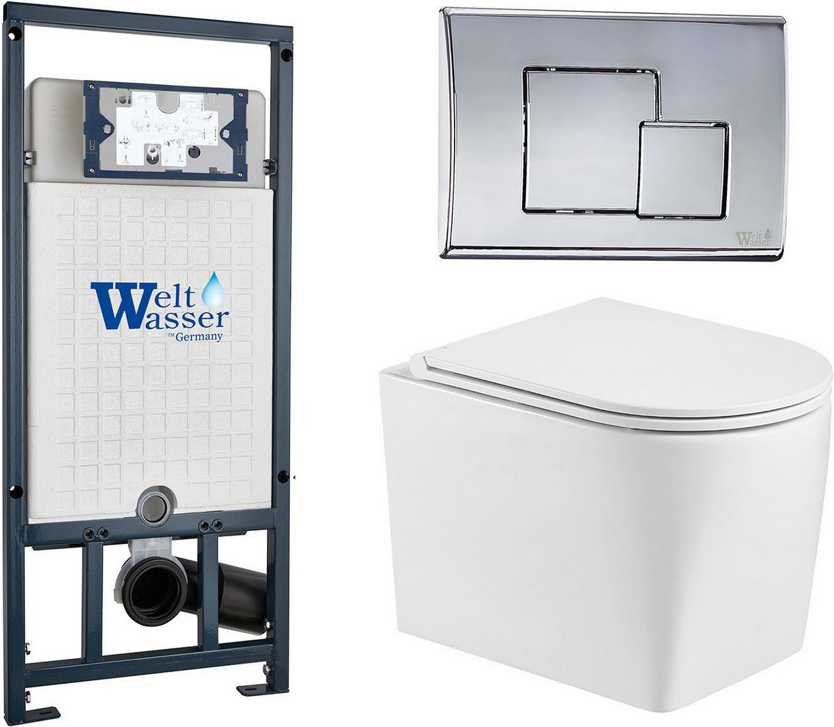 Унитаз подвесной WeltWasser Marberg 507 + Nesenbach 004 GL-WT + Mar 507 SE-CR - фото