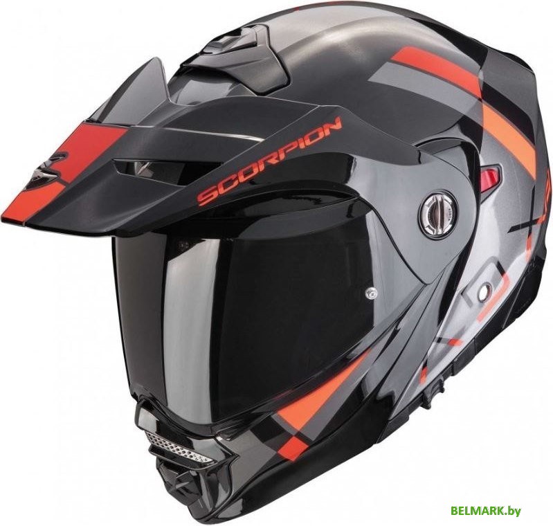 Мотошлем Scorpion Exo Adx-2 Galane (р. M, серебристый/черный/красный) - фото