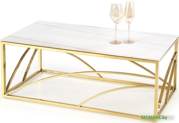 Журнальный столик Halmar Universe 3 (белый мрамор/золотой) - фото