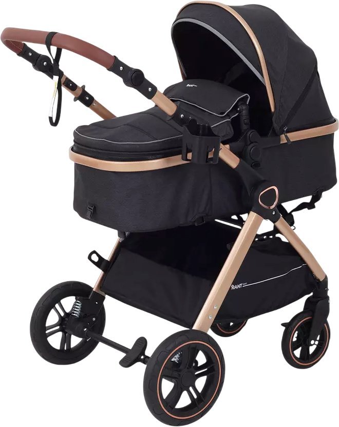 Универсальная коляска Rant Basic Roller Gold RA161 (2 в 1, black) - фото