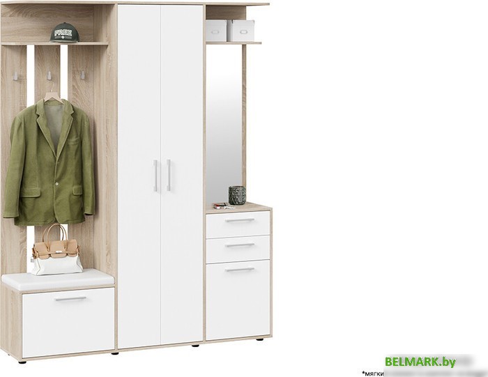 Стенка Трия Витра тип 2 (дуб сонома/белый ясень) - фото