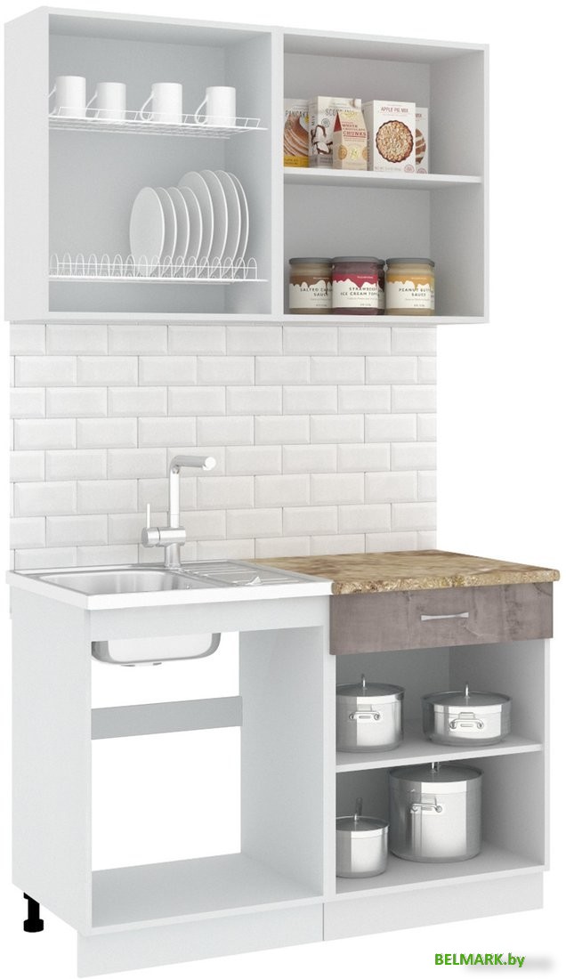 Готовая кухня Кортекс-мебель Корнелия Лира-лайт 1.2м (капучино/оникс/мадрид) - фото2