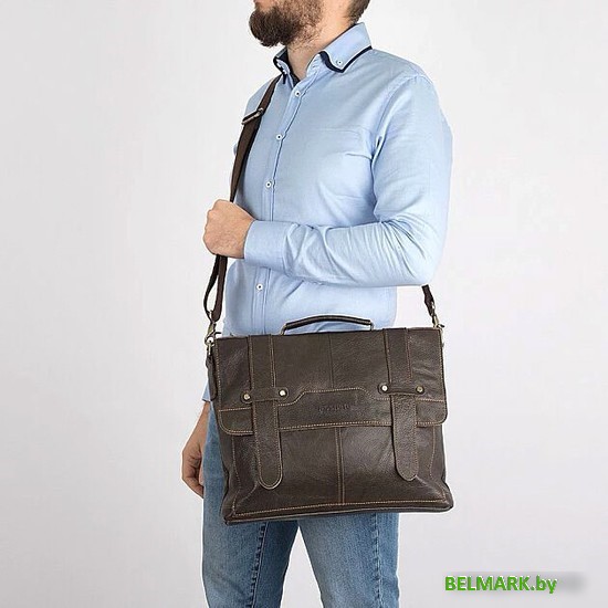 Мужская сумка Poshete 253-01256-26-DBW (коричневый) - фото2