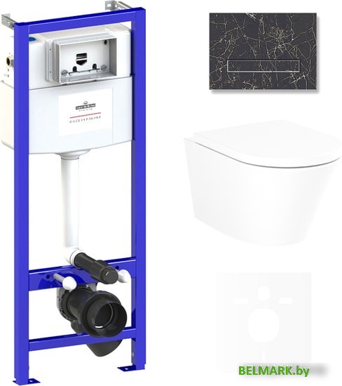 Унитаз Lavinia Boho Relfix Biore Compacto Rimless 6 в 1 75110150 (black иск. камень) - фото