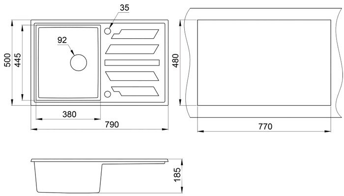 Кухонная мойка Granula 8002 (базальт) - фото2