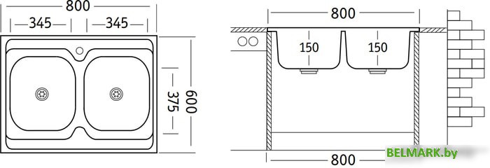 Кухонная мойка Ukinox Стандарт STM800.600 20--6C 3C - фото2