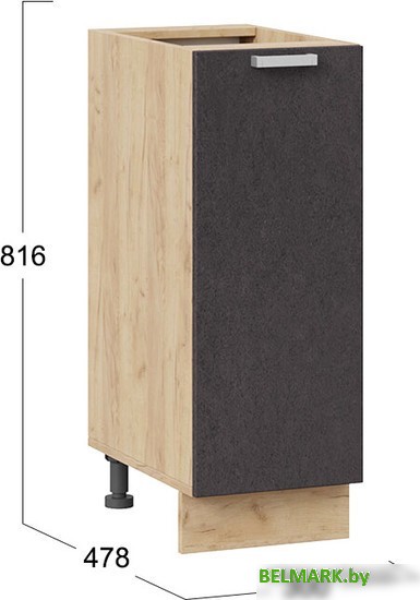 Шкаф напольный Трия Гранита 1Н3 (дуб крафт золотой/бетон графит) - фото2