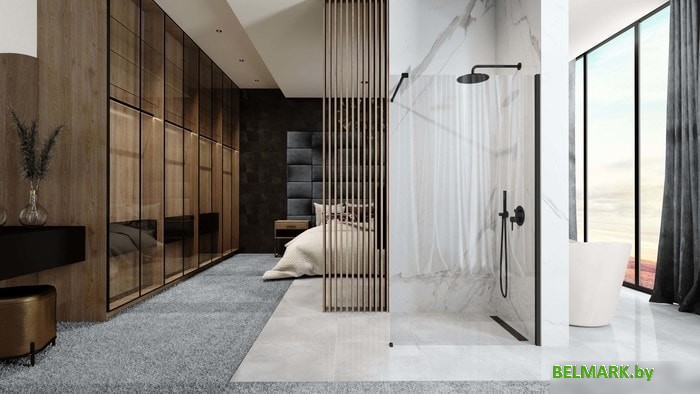 Душевая стенка Rea Aero 120 (черный/прозрачное стекло) - фото2