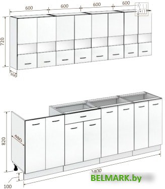 Кухня Кортекс-мебель Корнелия Экстра 2.4 без столешницы (дуб сонома) - фото2