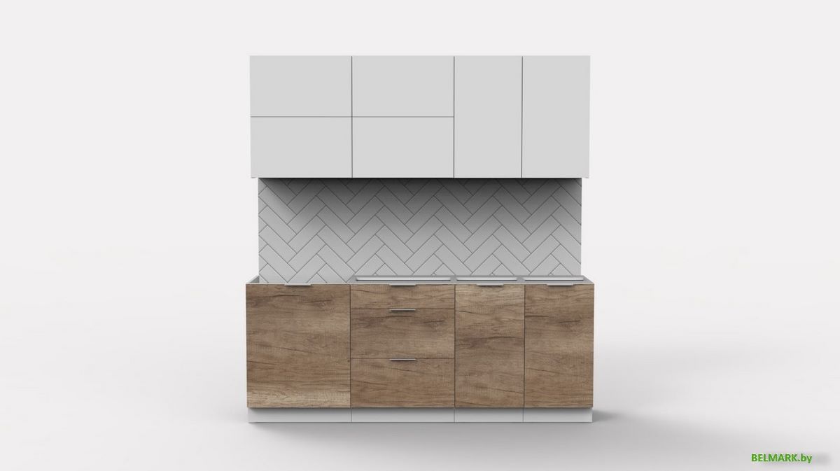 Готовая кухня Интермебель Микс Топ-35 2.0м без столешницы (белый премиум/дуб каньон) - фото2