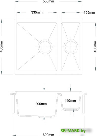 Кухонная мойка Longran Enigma ENG555.460 15 (truffle/54) - фото2