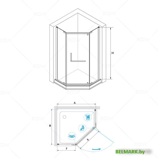 Душевой уголок RGW RGW HO-084B 90x90 (черный/тонированное стекло) - фото2