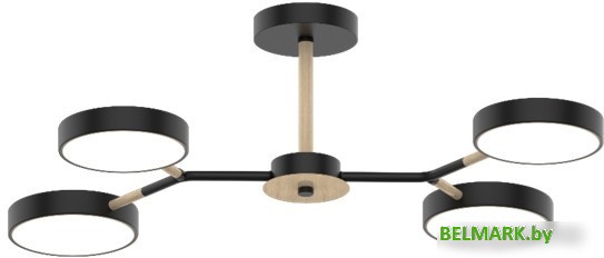Припотолочная люстра Mirastyle Диод MH-3200/4 BK+WOOD - фото