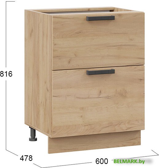 Шкаф напольный Трия Детройт 1Н6Я2 (дуб крафт золотой) - фото2