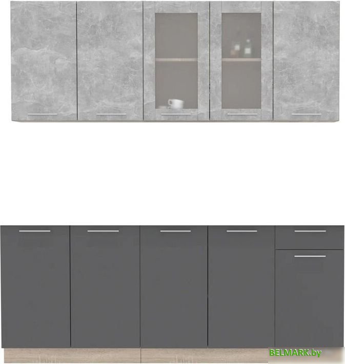 Готовая кухня Интерлиния Мила 20 без столешницы (бетон/антрацит) - фото