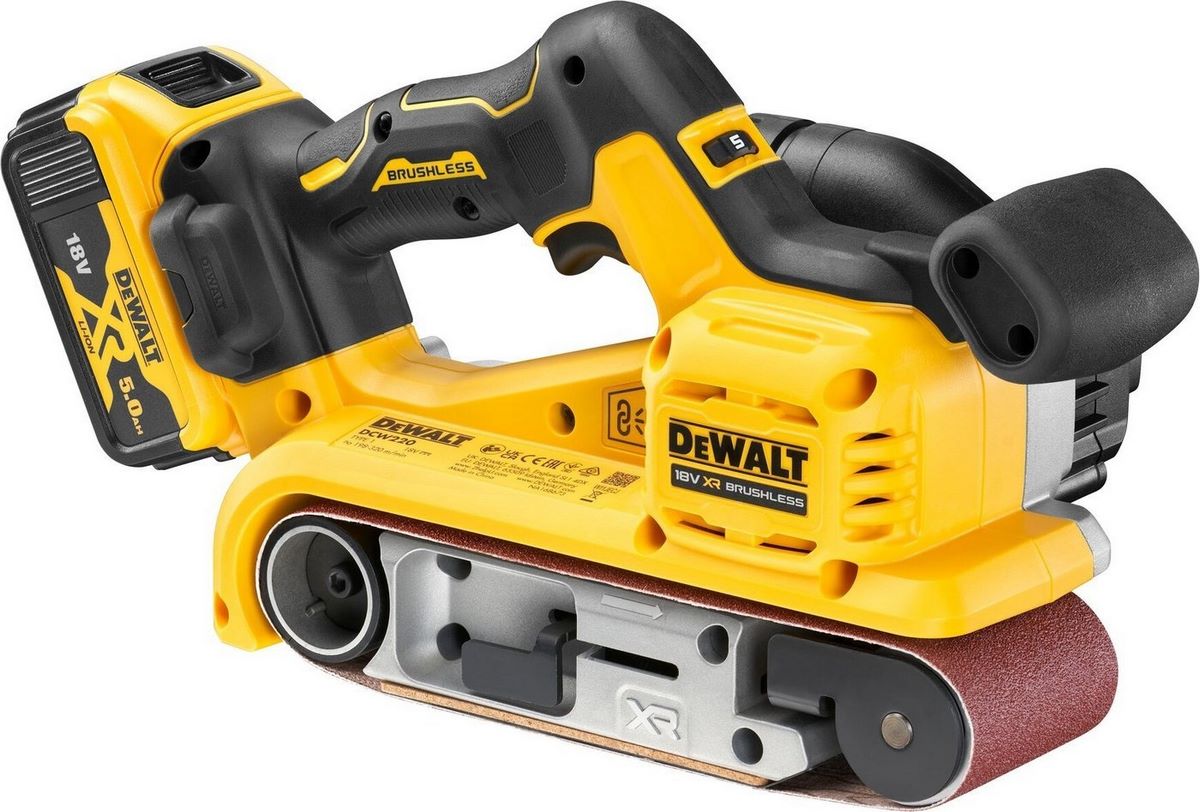 Ленточная шлифмашина DeWalt DCW220P2 (с 2-мя АКБ, кейс) - фото2