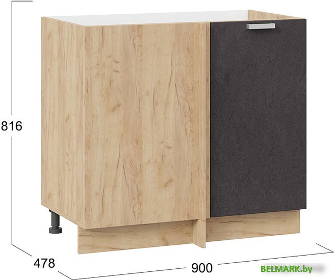 Шкаф напольный Трия Гранита 1Н9У (дуб крафт золотой/бетон графит) - фото2