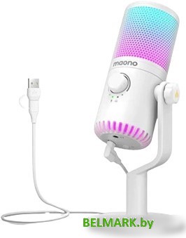 Проводной микрофон Maono DM30 RGB (белый) - фото