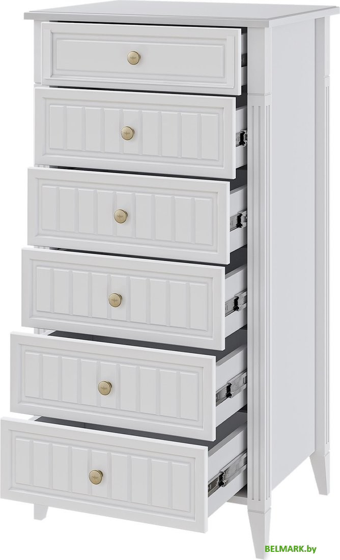 Комод Bravo Мебель Мэгги 6 ящиков (ЛДСП/МДФ, белый снег/лак белый) - фото2