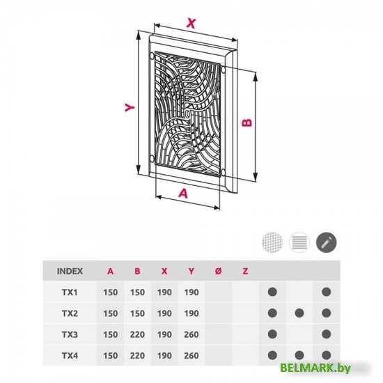 Вентиляционная решетка Awenta Exclusive TX1 19x19 (белый) - фото2