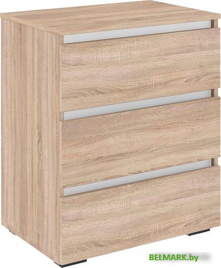 Комод Кортекс-мебель Бари 60 3ш (дуб сонома/дуб сонома/белый) - фото