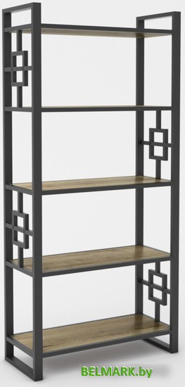 Стеллаж Hype Mebel Квадро 50x200 (черный/дуб галифакс олово) - фото