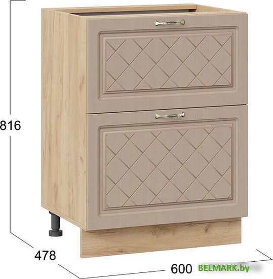 Шкаф напольный Трия Бьянка 1Н6Я2 (дуб крафт золотой/дуб кофе) - фото2