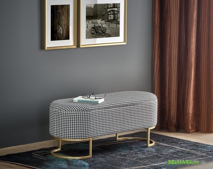 Пуфик Halmar Harmony (черный/белый/золотой) - фото