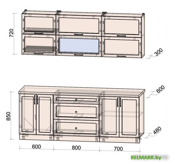Готовая кухня Интерлиния Тренд 2.1Б (мята/мята/дуб бунратти) - фото2