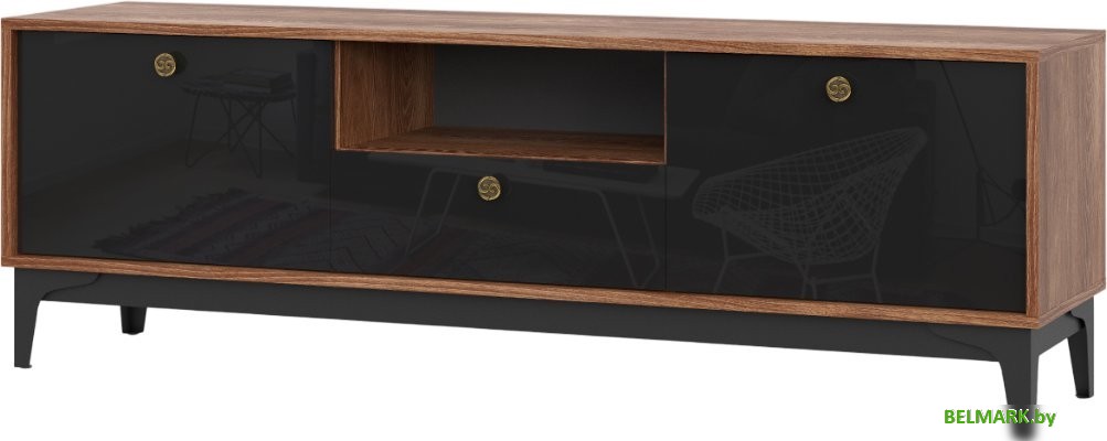 Тумба НК-Мебель Brass ТВ-1 (черный глянец) - фото