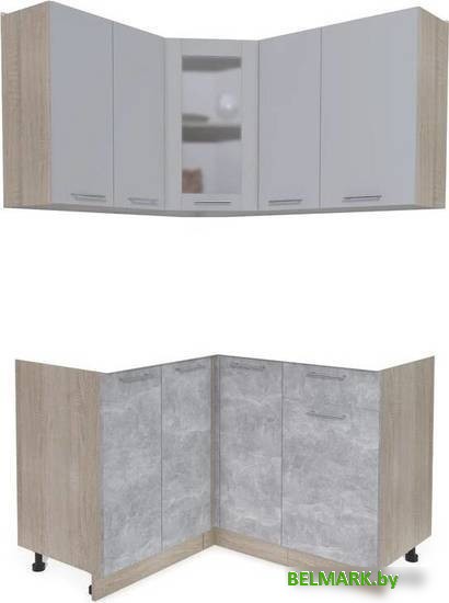 Готовая кухня Интерлиния Мила 12x13 без столешницы (серебристый/бетон) - фото