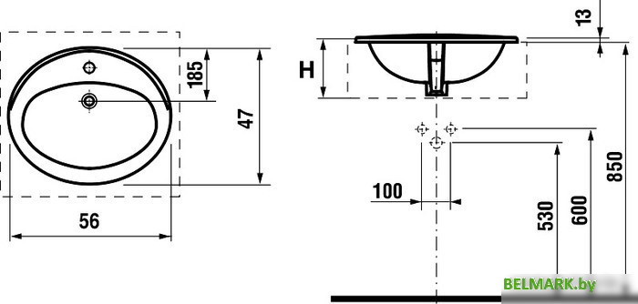 Умывальник Roca Adora 56x47 [327203000] - фото2