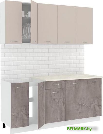 Готовая кухня Кортекс-мебель Корнелия Лира-лайт 1.8м (капучино/оникс/королевский опал) - фото