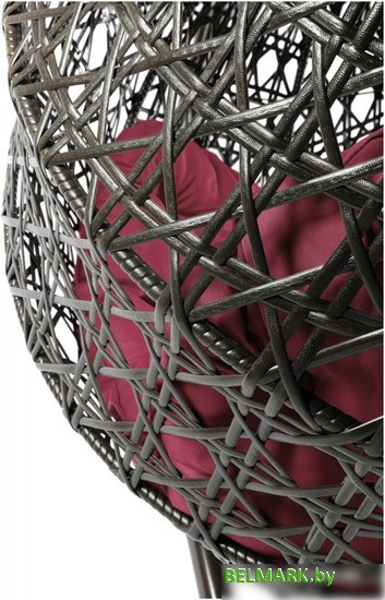 Подвесное кресло M-Group Для двоих Люкс 11510202 (коричневый ротанг/бордовая подушка) - фото2