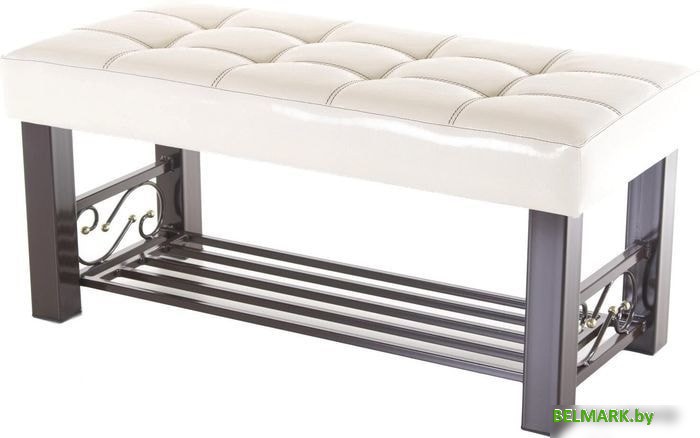 Банкетка AMC Lux 5 с полкой кожзам коричневый/бежевый/коричневый 5.1Б100232 - фото