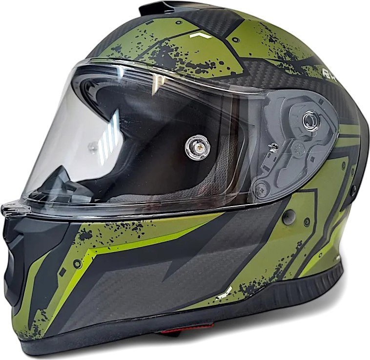 Мотошлем AIM RH365 365-013-XL (XL, Carbon Renault Green) - фото