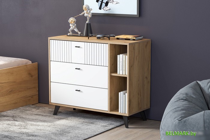 Комод SV-Мебель Милан 00-00108393 (дуб золотой/белый матовый) - фото