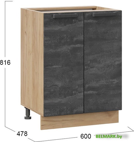 Шкаф напольный Трия Детройт 1Н6 (дуб крафт золотой/угольный камень) - фото2
