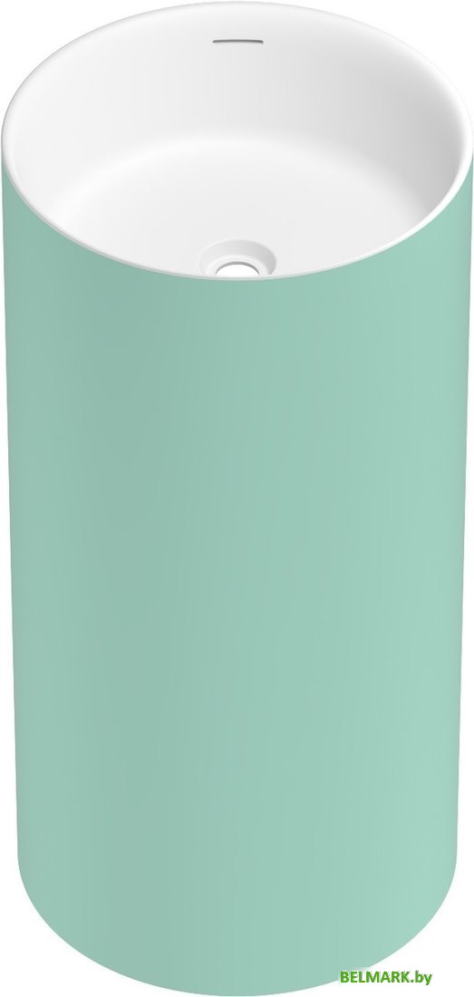 Умывальник Wellsee Chalice Perfection 230620000 (отдельностоящий, без отверстия под смеситель, цвет матовый светло-зеленый/глянцевый белый) - фото2