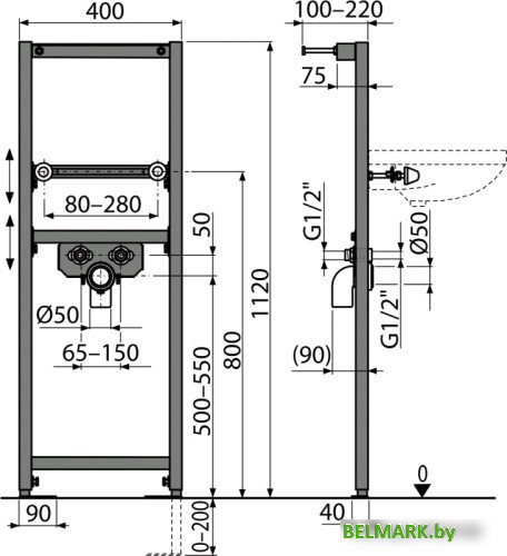 Инсталляция для раковины Alcaplast A104/1120 - фото2