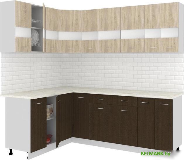 Угловая кухня Кортекс-мебель Корнелия Экстра 1.5x2.2м (дуб сонома/венге/марсель) - фото