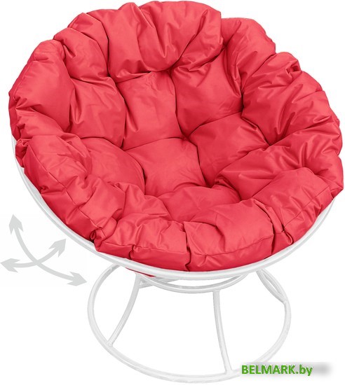 Кресло M-Group Папасан пружинка 12040106 (белый/красная подушка) - фото