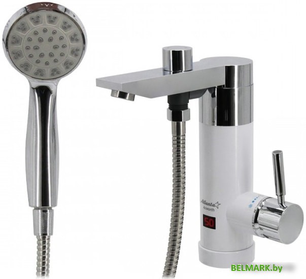 Проточный электрический водонагреватель кран+душ Atlanta ATH-7431 (белый) - фото